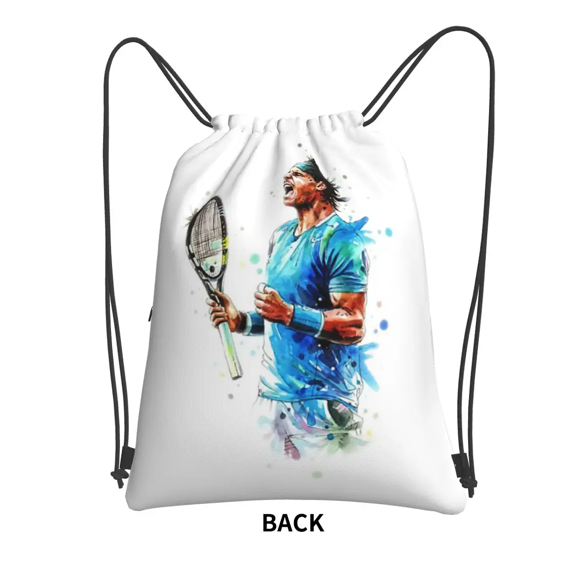 Mochila portátil con cordón para estudiantes de la escuela, bolso informal de almacenamiento con bolsillo, de arte, Rafael Nadal