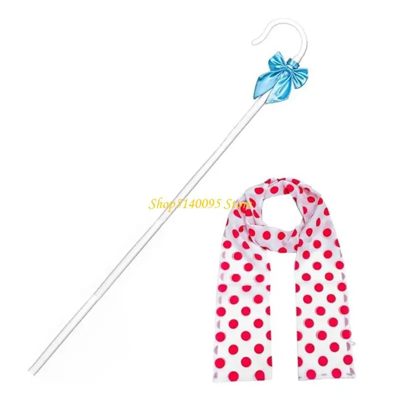 

DXAE Shepherd Staff Cane Walking Halloween Cosplay Costume Accessories 2Pcs Shepherdess Costume for Dressing Up Party