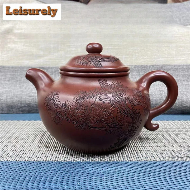 420ml Elegant Yixing Purple Clay Teapots Handmade Lotus Seed Pot Raw Ore Dragon's Blood Sand Mud Tea Soaking Kettle Zisha Teaset