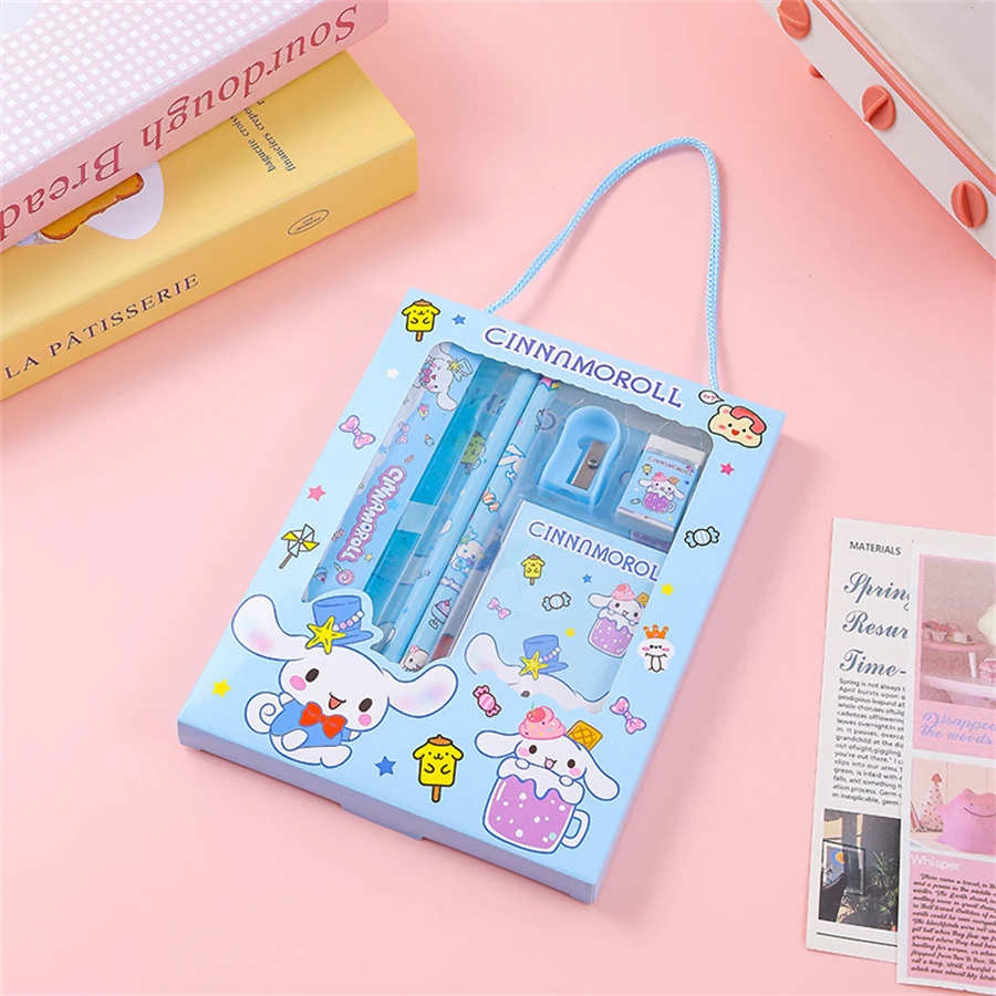 6pcs/set,  Back to school supplies，Stationery Gift Set - Cartoon-Themed School Supplies With Notebook, Ruler, Pencil, Sharpener,