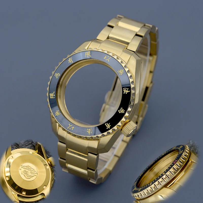 NONE Gold Armband Uhrenteile Solides Gehäuse 316L Edelstahl Uhrenarmband Passend für SPB185/187 Taucheruhrengehäuse für NH35 NH36 Moveme 7