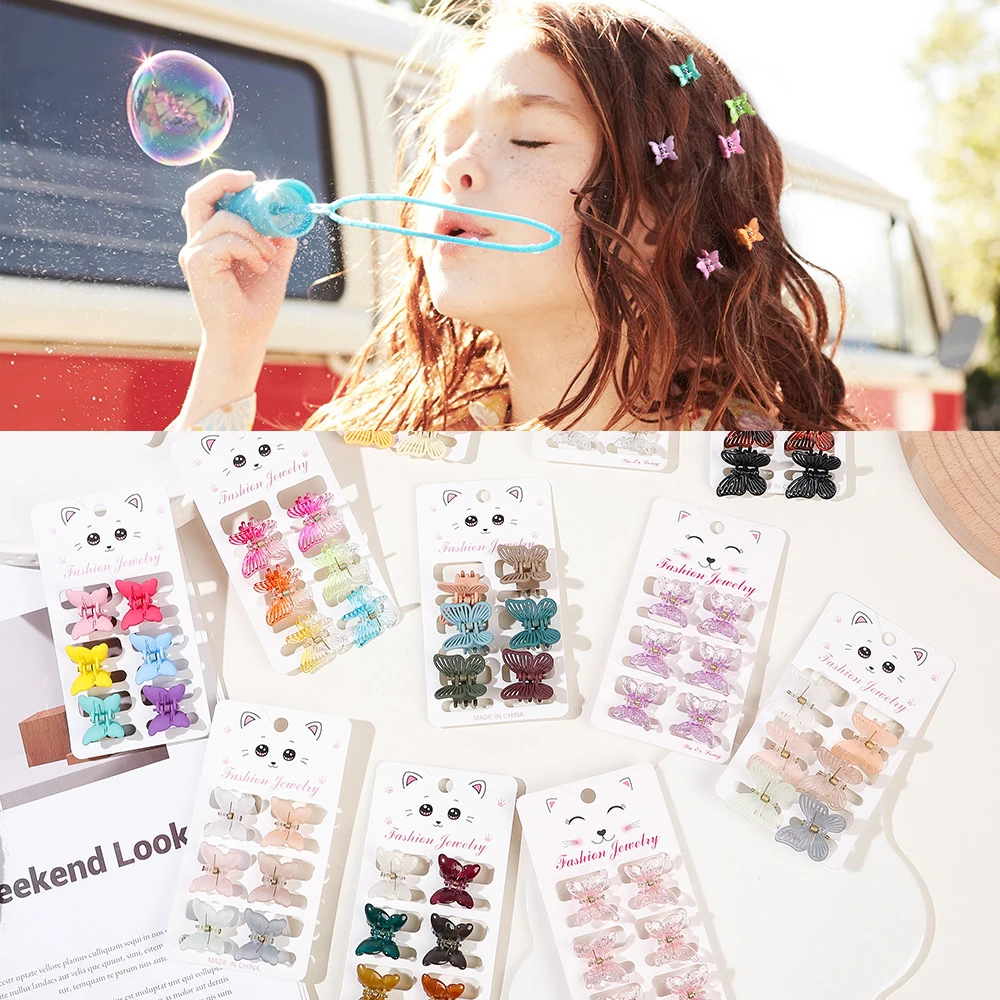 Baby Kleinkind Mädchen Schmetterling Haars pangen Haar Krallen clips hübsche Haar greifer Clips für Frauen 6 Stück Krallen clip winzige Haars pangen Clips
