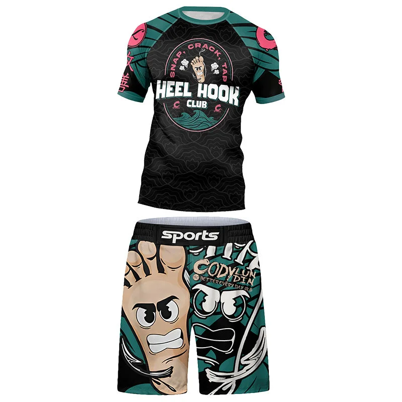 Abbigliamento Sportivo per Bambini MMA BJJ Muay Thai, Completo da Allenamento e Corsa, Rashguard per Ragazzi, Tuta da Boxe e Jiu Jitsu, Abbigliamento da Palestra per Bambini