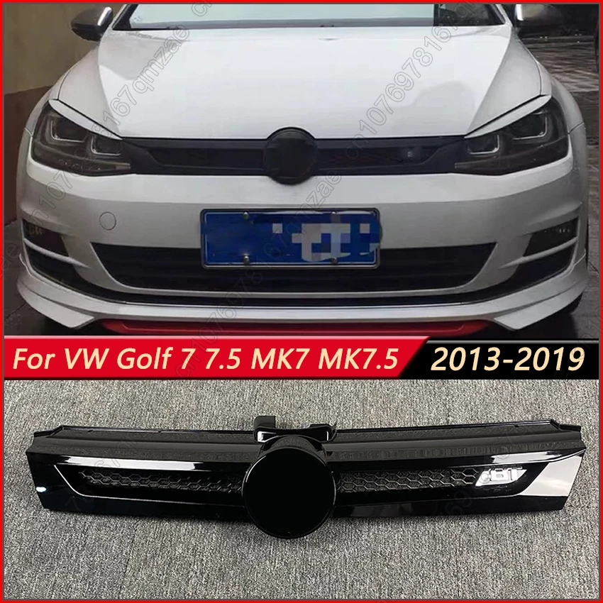 

Глянцевая черная сетка радиатора для Volkswagen Golf 7 7,5 MK7 MK7.5 2013-2019, модифицированная маска в стиле ABT, автомобильные аксессуары