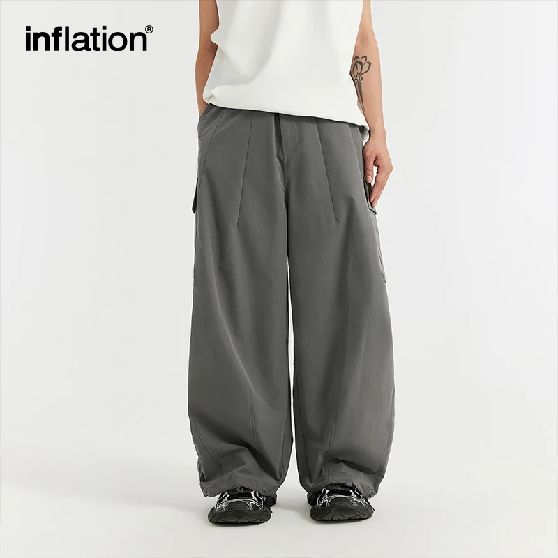 INFLATION Classic Parachute Pants Men Summer Multi Pockets Cargo Trousers