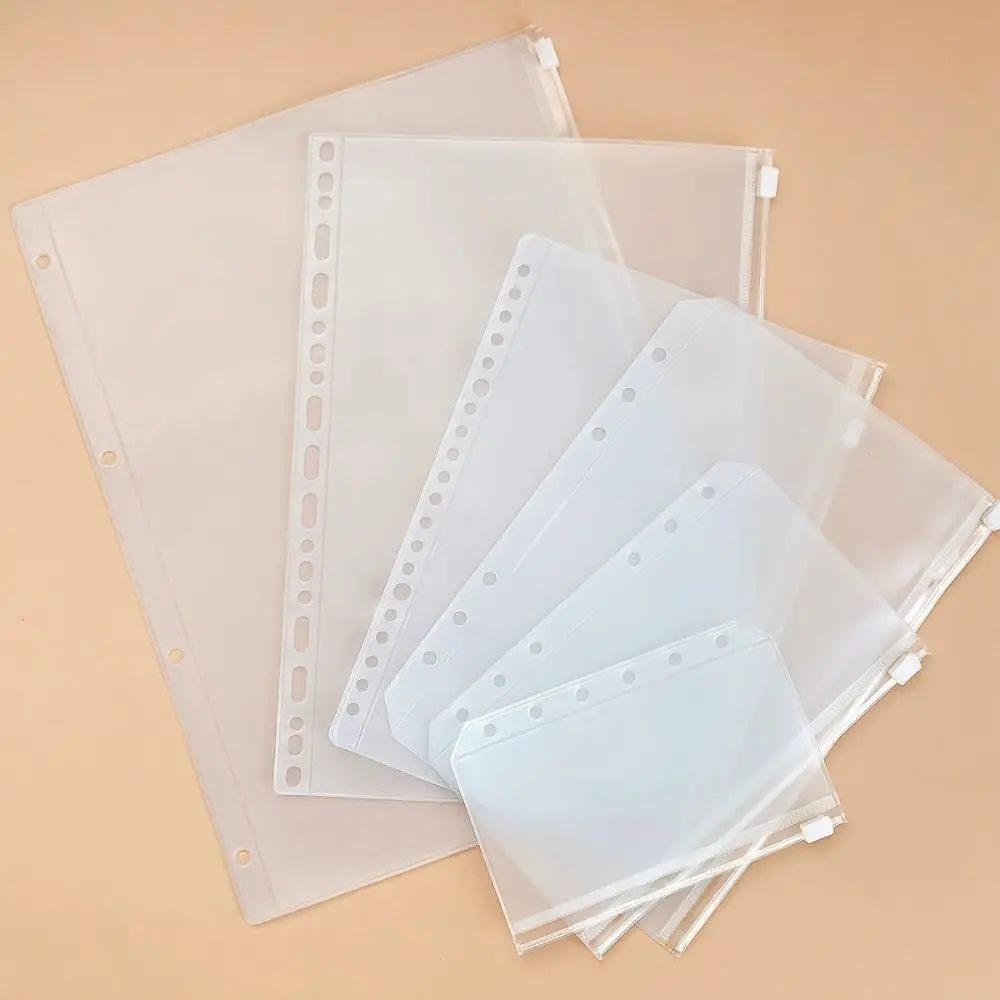 PVC 루즈리프 노트북 내부 가방 A4/A5/A6/A7/B5 방수 루즈리프 지퍼 가방 프로스트 셀프실링 파일 가방 선물용
