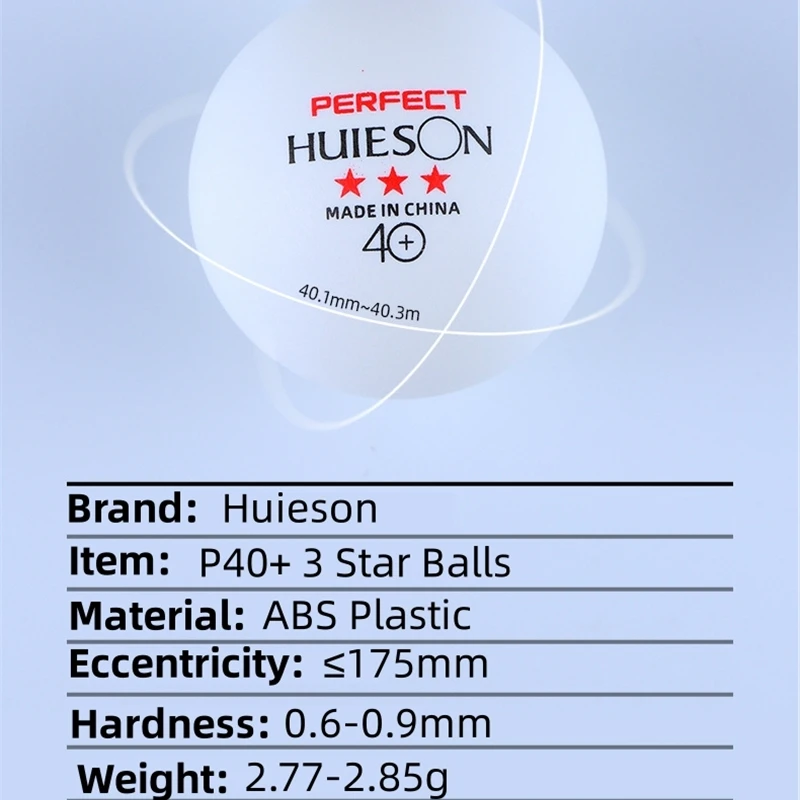 Huieson Pelotas de tenis de mesa de plástico ABS, P40 + Blanco, pelotas de ping pong de 40 + mm para entrenamiento de Club Escolar, profesional