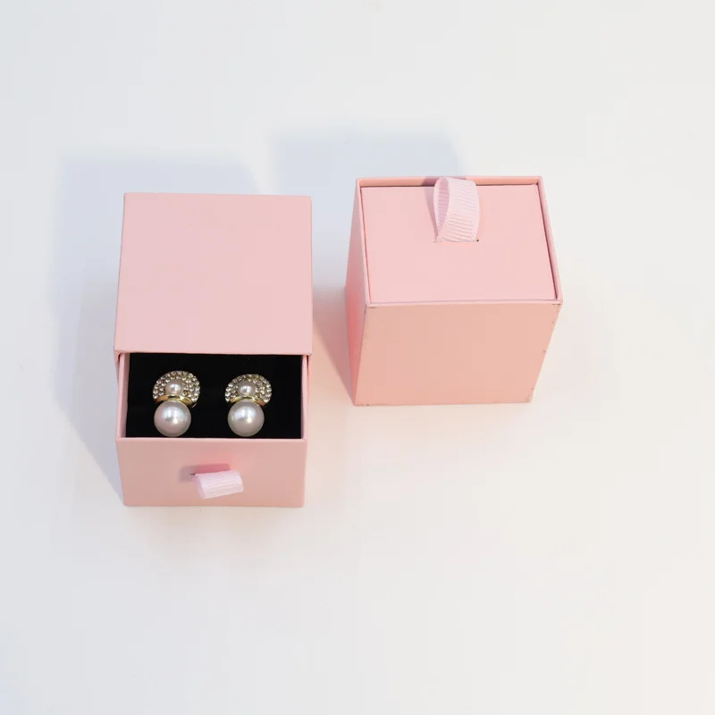 50 Stück Schmuckschachteln aus rosa Papier ohne Logo, modische minimalistische Geschenkverpackung für Ringe, Ohrringe, Halsketten, für kleine Unternehmen – Detail 9