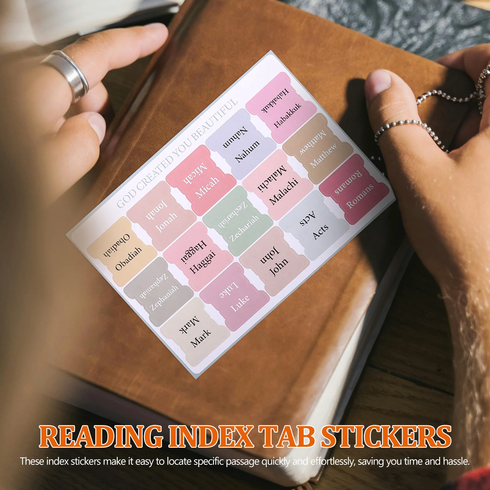 

Fluorescent Index Tabs for Bible Study 5 Sheets Page Markers Sticky Labels Book Dividers Reading Planner Notation Accessories