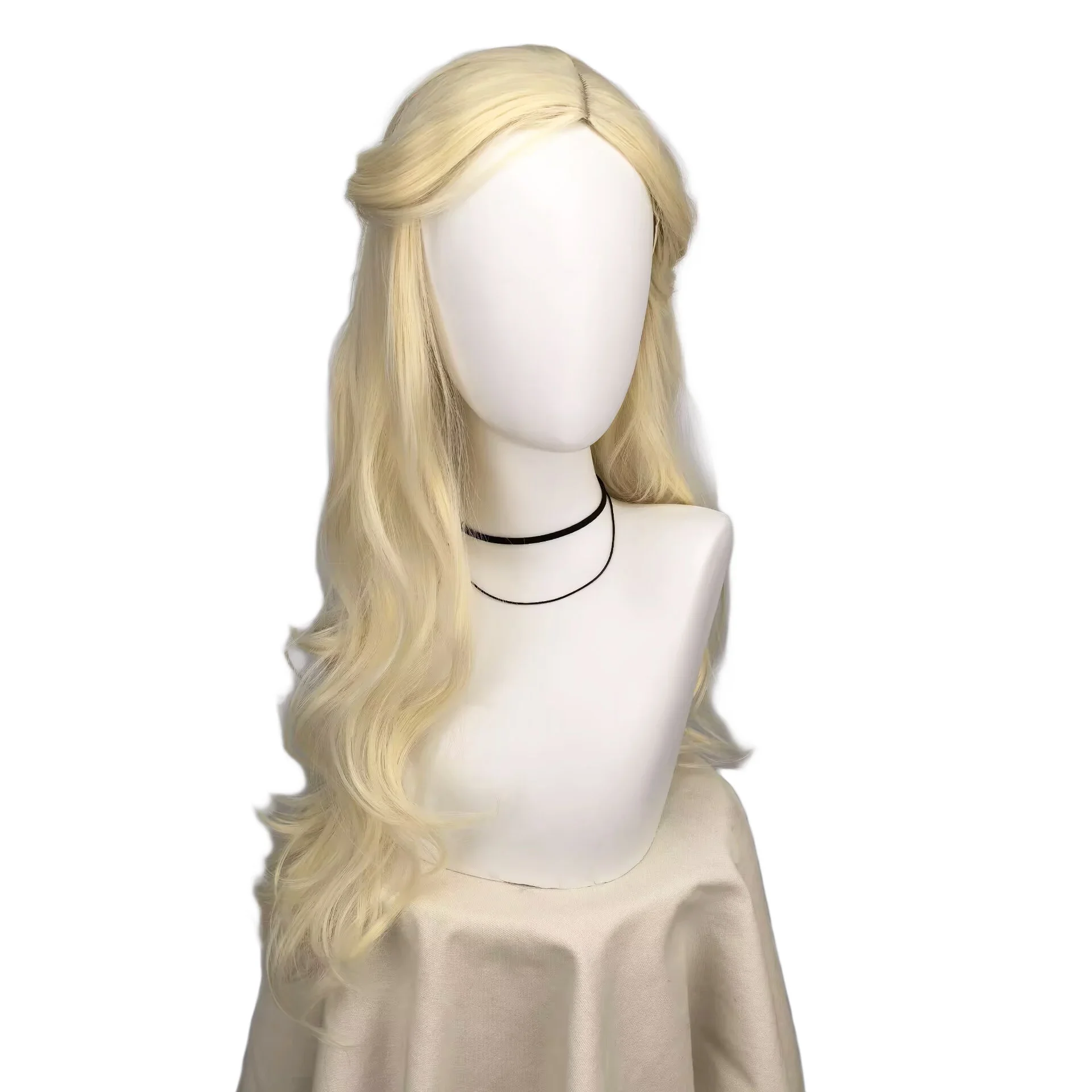 Parrucca bionda da donna cattiva Parrucche cosplay bionde ondulate lunghe Glinda Parrucche sintetiche resistenti al calore per feste in costume di Halloween