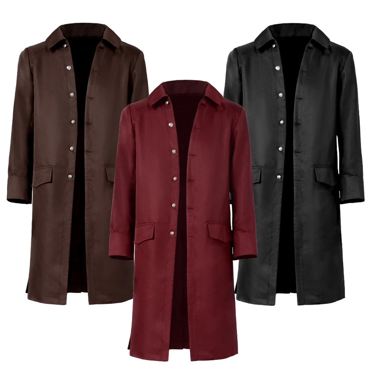 Manteau long de pirate pour hommes, veste de pirate vintage Captain Jack, vêtement d'extérieur de costume de cosplay pour Halloween et carnaval.
