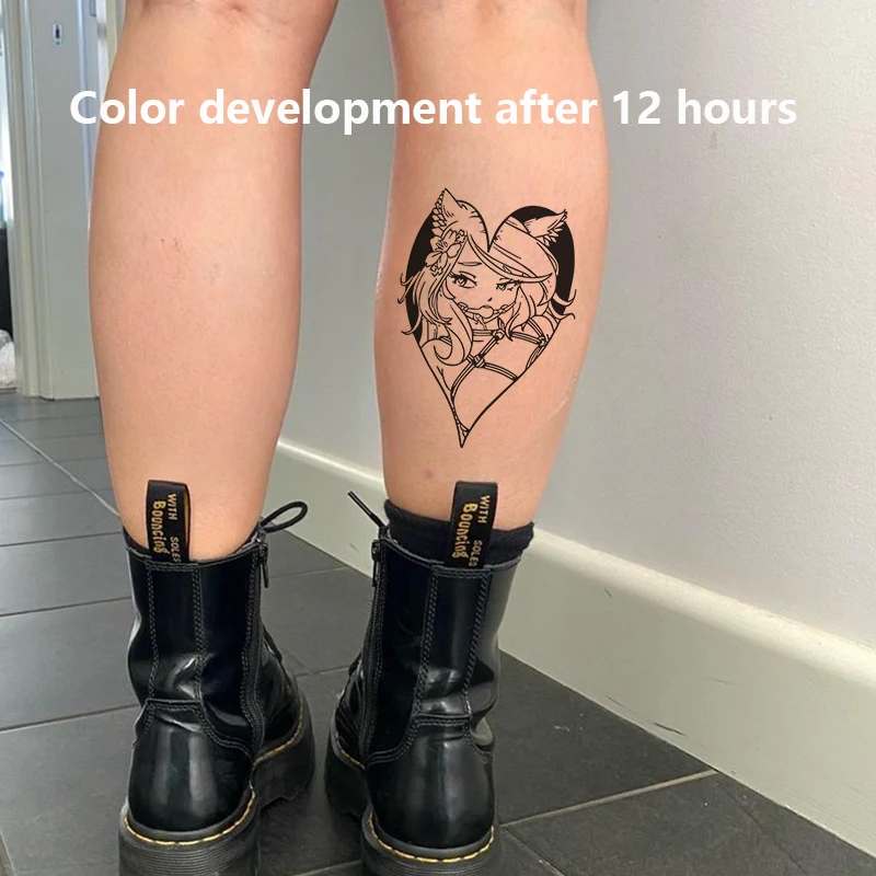 Fake Tatto for Women Men Sexy Hotwife Temporary Tattoos Anime Cute Girl Herbal Juice Tattoo Sticker Half Arm Waterproof Cheap