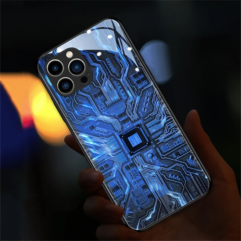 

2024 PCBA Design LED Flash Case Calling Light UP Glitter Phone Cover For iPhone 15 14 13 12 11 Pro Max Mini X XS XR SE2020 Plus