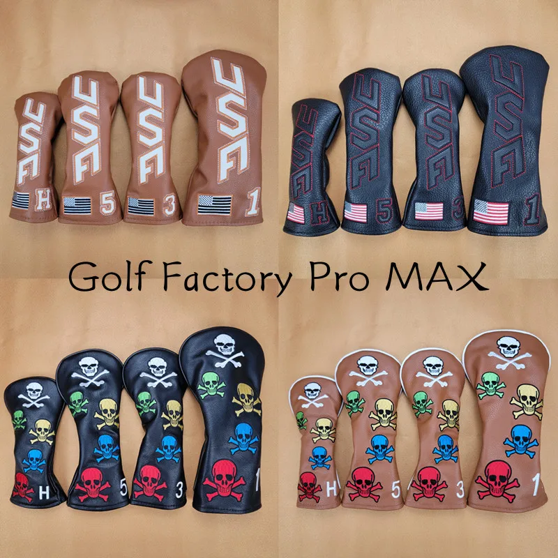 USA Skull Flag Golf Club Driver Fairway Woods Hybrid Ut Headcover Sports Golf Club Head Balls Cover