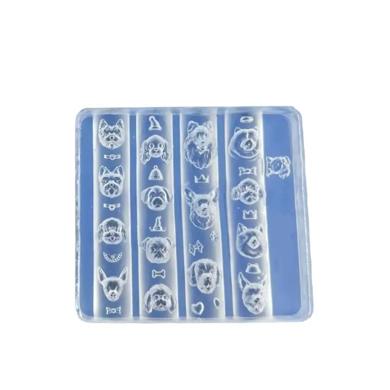 Moule 3D en Silicone pour Nail Art, chiot, bricolage, dessin animé mignon, Animal, chien, conception d'ongles, modèle de sculpture Transparent pour Nail Art