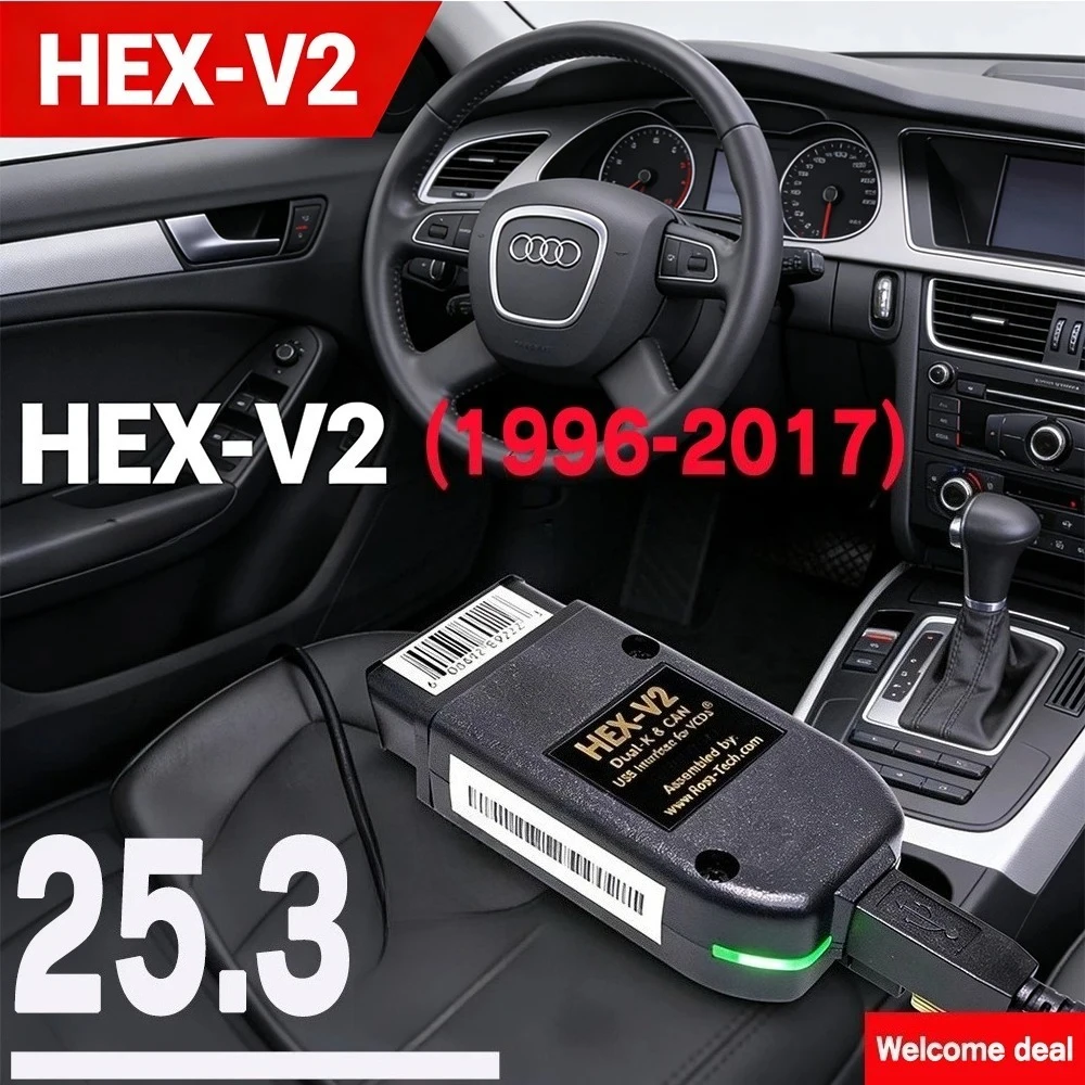 2026 VCDS VAGCOM HEX V2 Scanner Update 25.3.3 FÜR VW AUDI Skoda Seat Mehrsprachiges Auto-Diagnosegerät