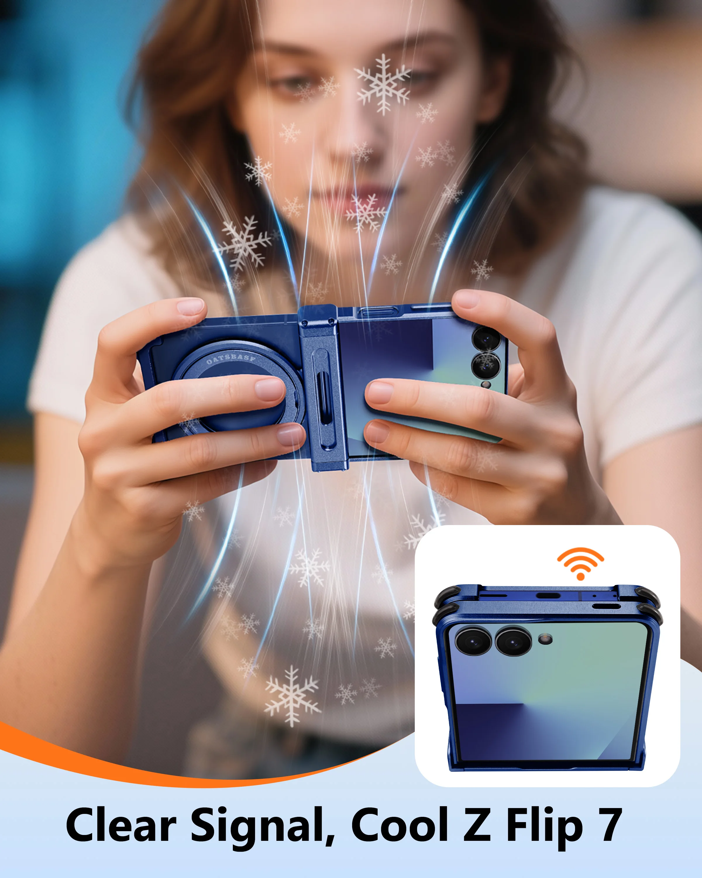 Eary – bezramkowe, magnetyczne etui do Samsung Galaxy Z Flip 8 i 7, zapewniające ochronę 360 stopni. °   Obracany pierścień, podpórka, odporne na wstrząsy aluminiowe etui na telefon. — zdjęcie produktu 5