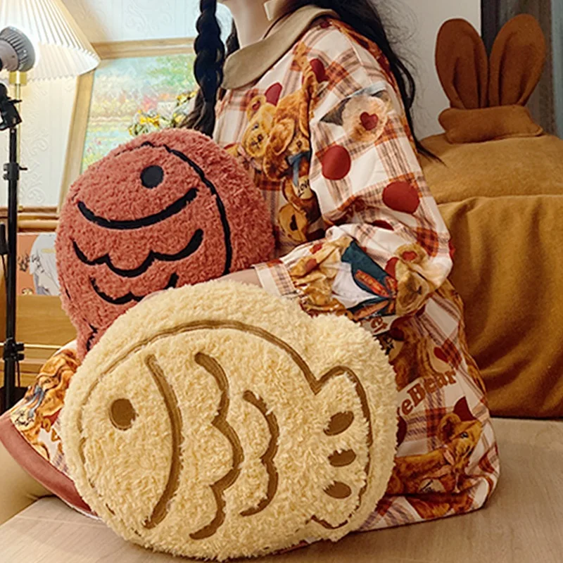 Cartoon  Lifelike Taiyaki Yellow Snapper Fish Plush Pillow Stuffed  Animal Cushion Throw Pillow Sofa Chair Decor Birthday Gifts