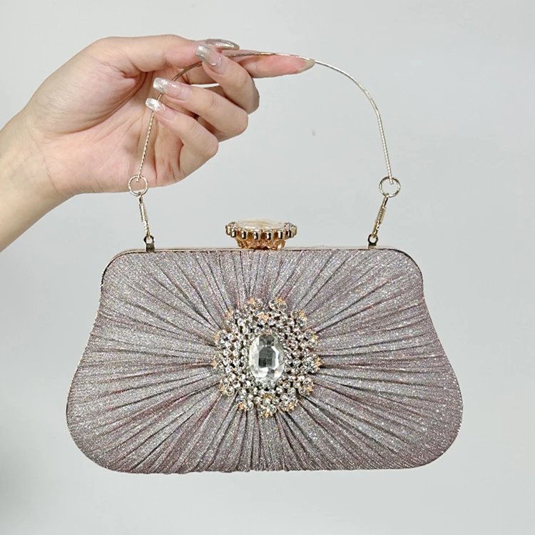 Elegant Folded Diamond Embedded Clutch Handbag Universal Evening Women's Bag Fashionable Envelope Style Handheld Purse
