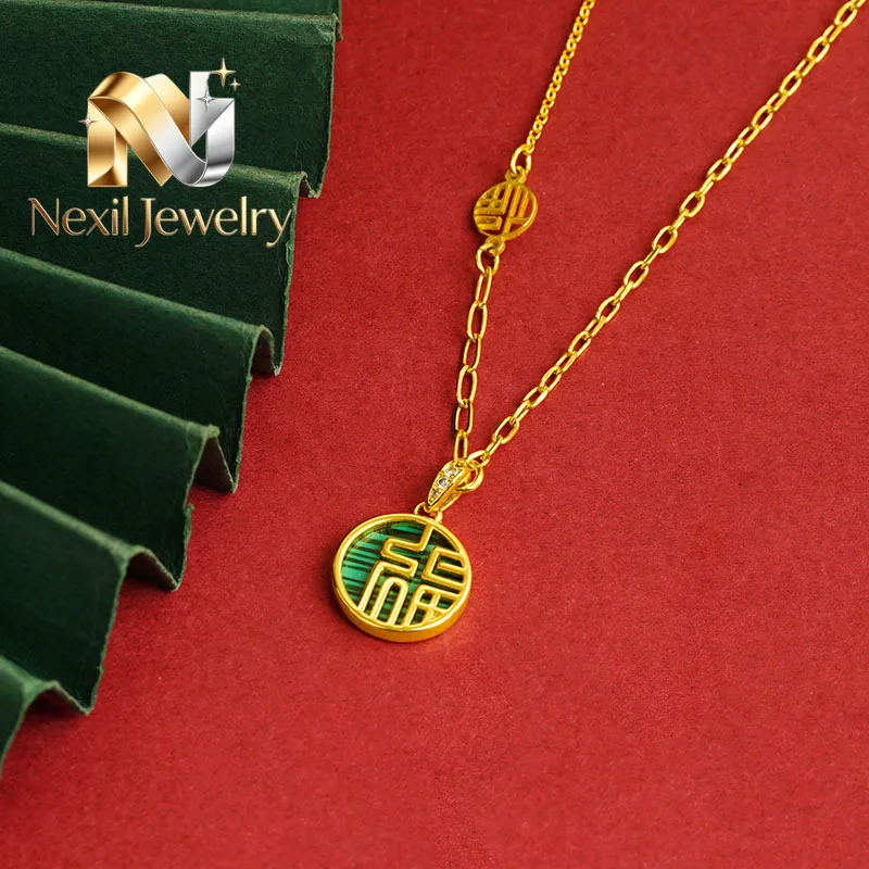 

Nexil Jewelry Luxury 24K 9999 Pure Gold real gold Women's Shuangfu Brand Necklace Bracelet Pendant Clavicle Chain
