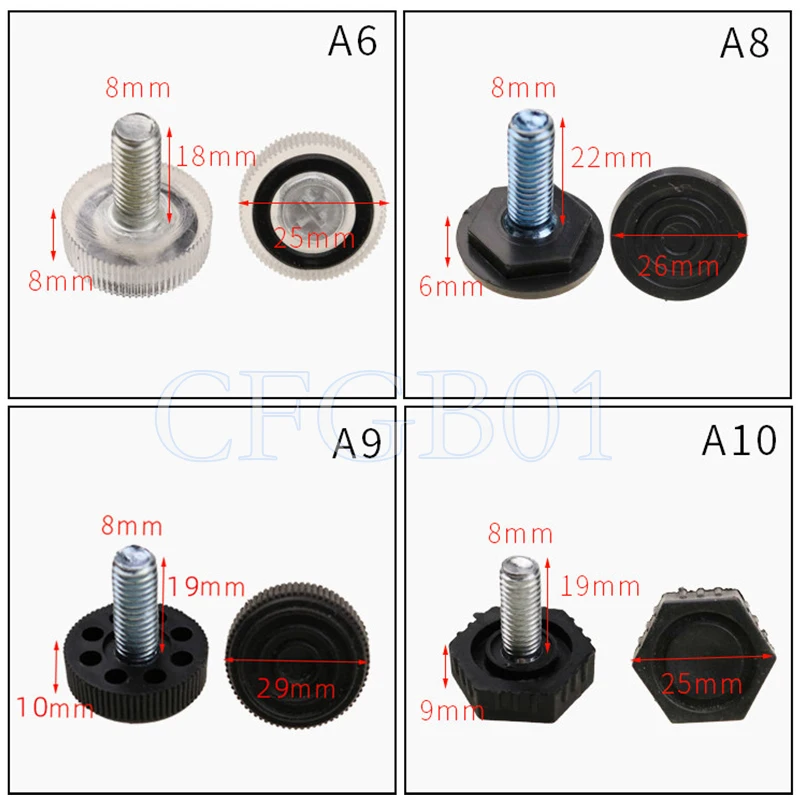Adjustable Leveling Feet Plastic Screw Pad 6cm 8cm Furniture Table Chair Leg Leveler  Furniture leveling Feet Anti-Slip Foot Pad