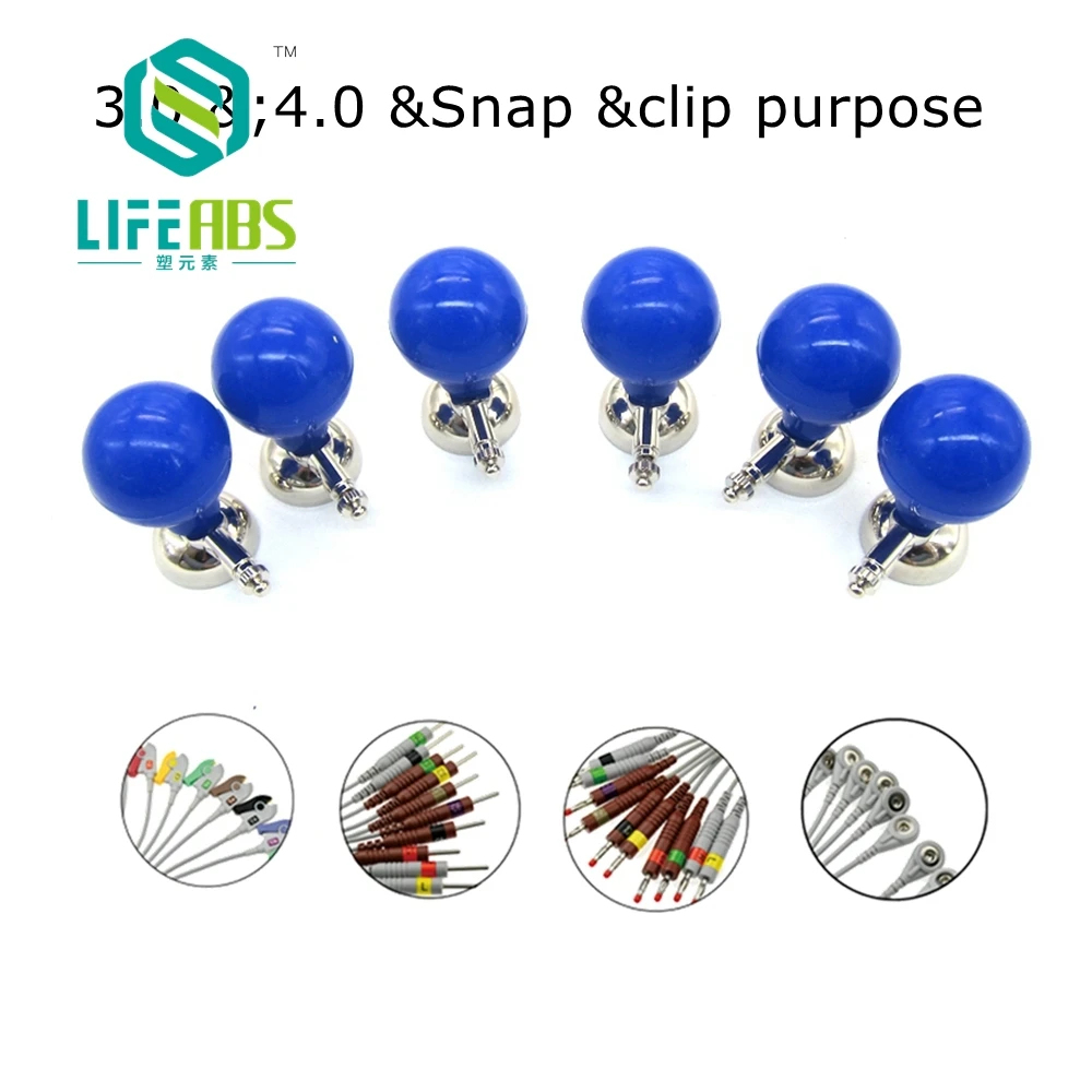 

6 шт./компл. никелированные всасывающие электроды ЭКГ, большой размер шарика 3,0 и 4,0, электрокардиограф двойного назначения ЭКГ