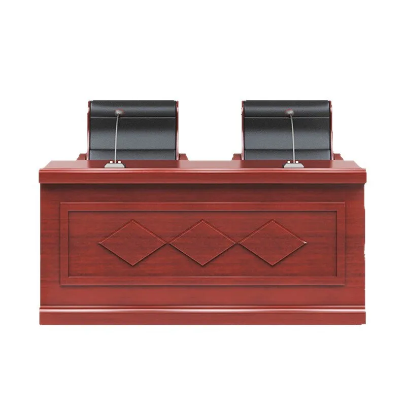 

Chinese-style paint rostrum with veneer strips, double-seat leadership conference table, conference room strip report platform