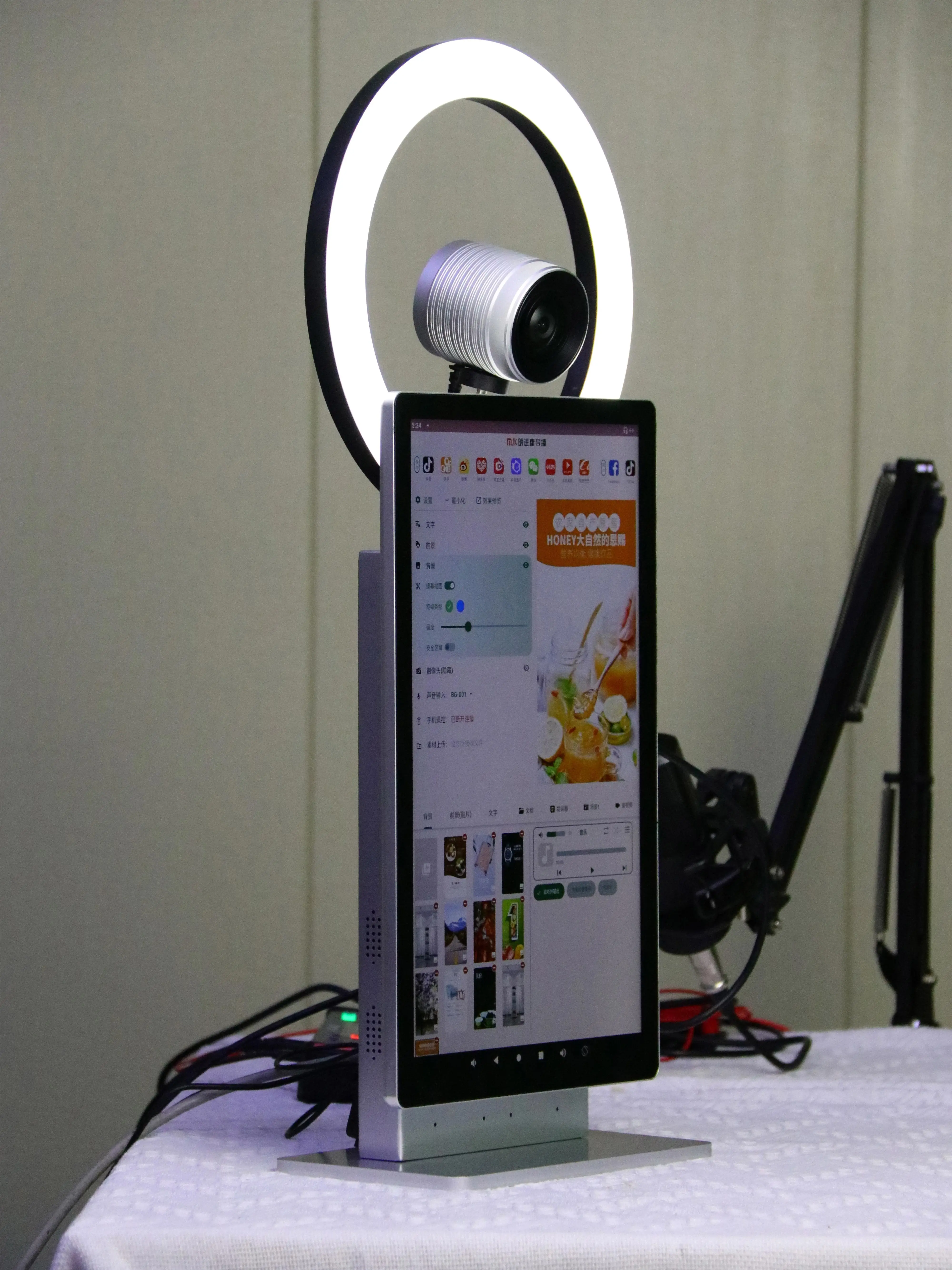 Good MJK Professional Android OS Live Streaming Equipment 10 Point Capacitive Touch Screen Metal Smart All One Machine for TikTo