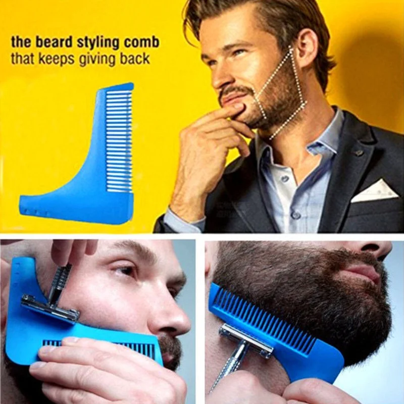 YS00005- Men\'s Beard Comb Hairdressing Beard Care Beard Styling Template Ruler Comb