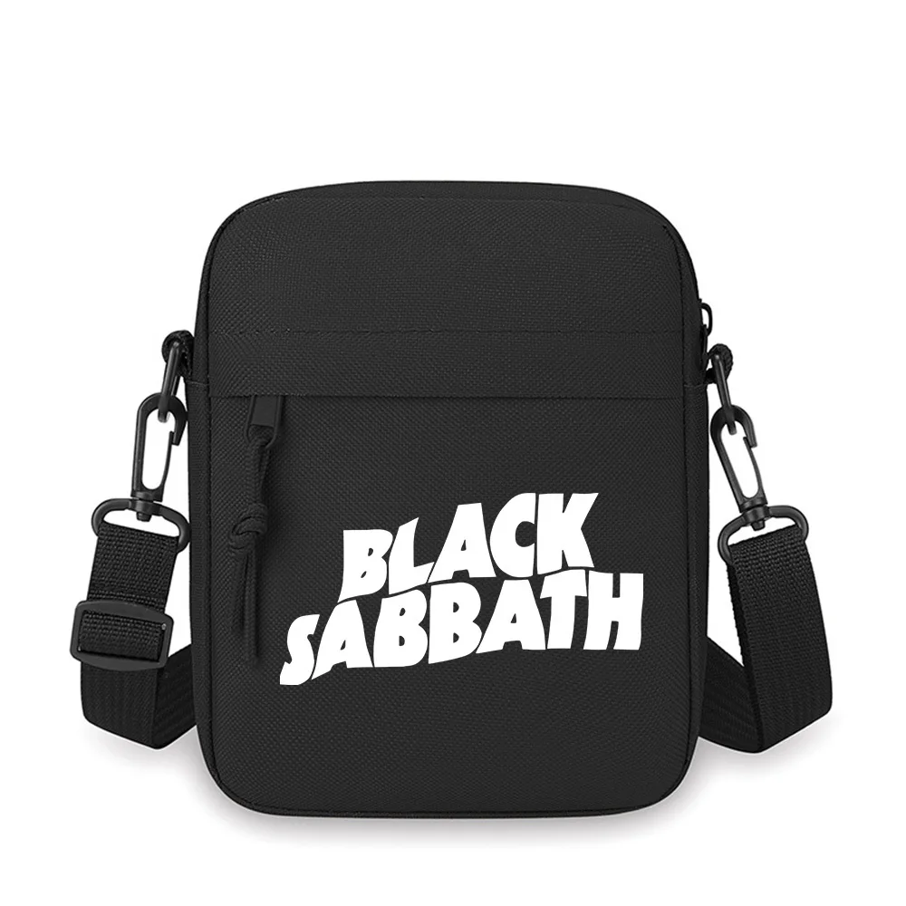 

Black Sabbath band white bold letters Men Crossbody Bag Single Shoulder Women Cartoon Anime Film Printing Design Unisex