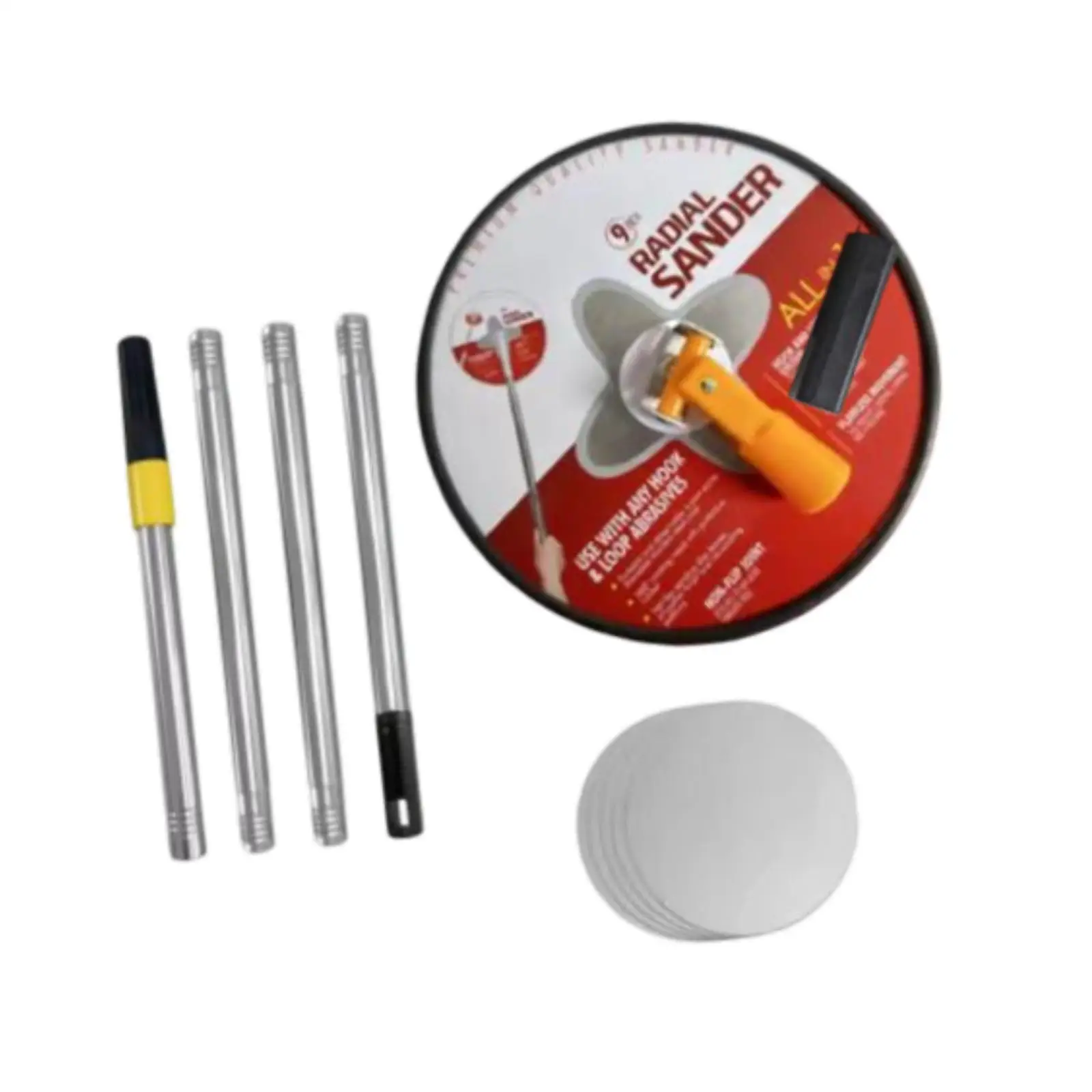 Manual Hand Drywall Pole Sander with Extension 9 Inch Circular Sander Lighted Design Aluminum ABS for Walls and Ceilings