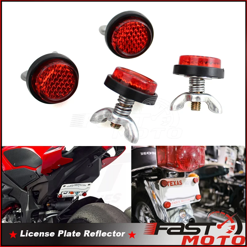 Universal Motorcycle Red Safety Reflectors Mini License Number Plate Reflector Mounting Bolt-On Self Adhesive Reflective