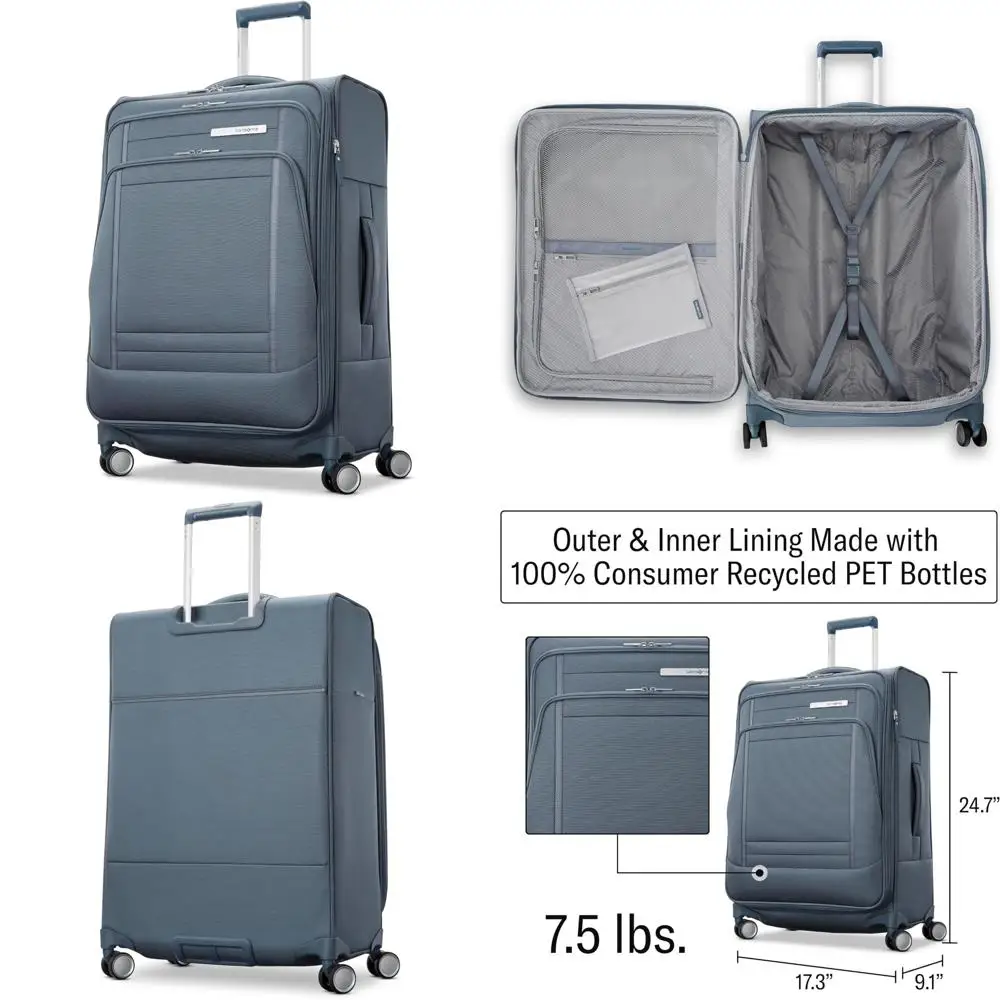 

25 inch lightweight expandable spinner luggage - medium size, airline approved, polyester material