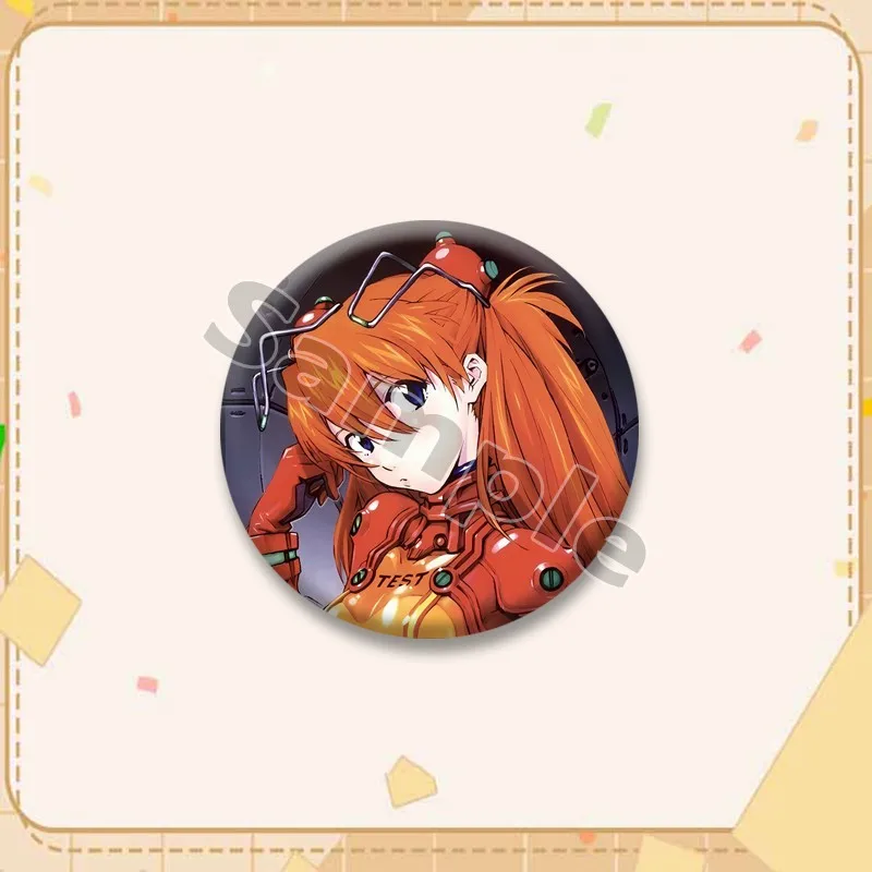Anime Peripheral Shinji Kaworu Rei Asuka Button Pins Round Cartoon Brooch Cosplay Badge for Bag Decor Fans Collect Friends Gifts view 6