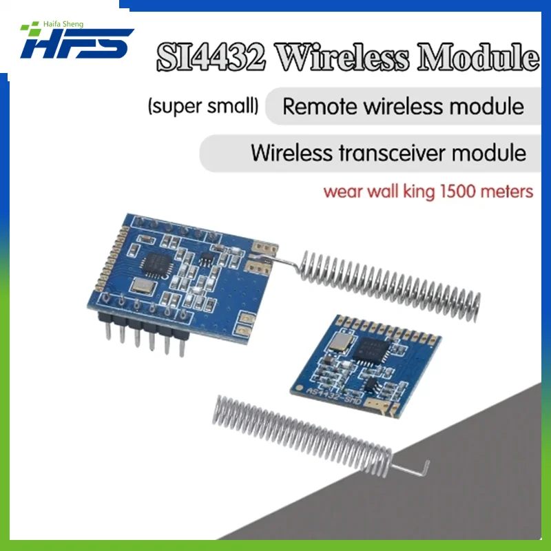 

1 Set Mini SI4432 Remote Wireless Transceiver Communication Module 240MHZ-930MHZ + Spring Antenna, Distance 1000m