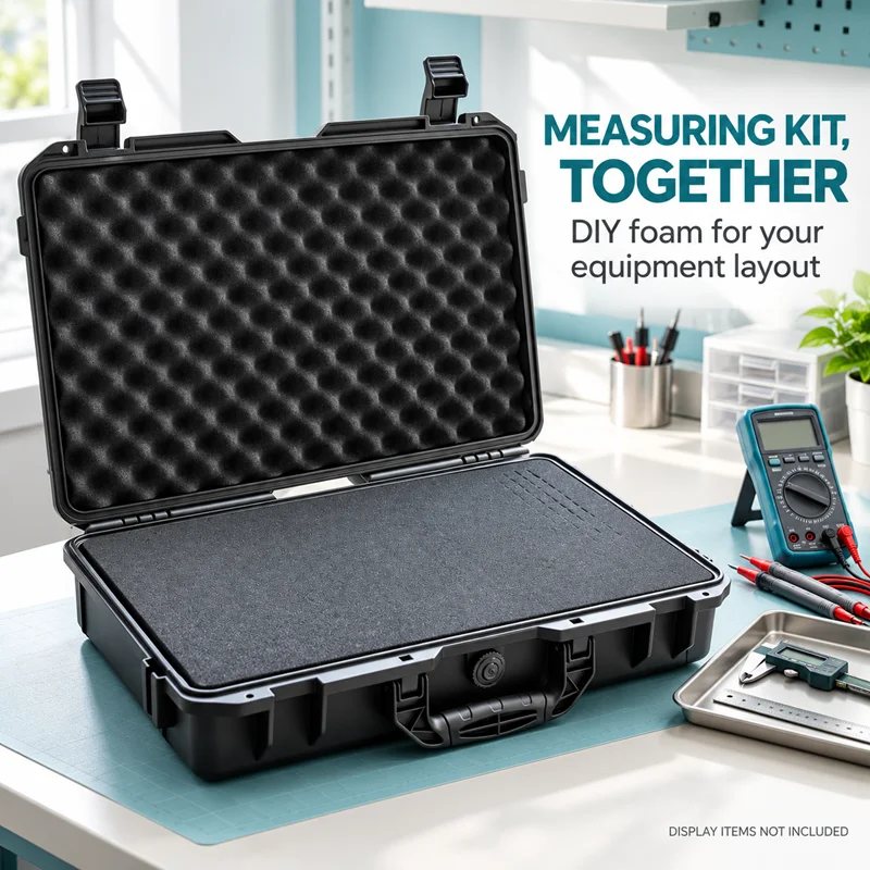 Camera Accessory Storage Case with DIY Foam, IP65 Waterproof Hard Shell Tool Box with a Handle for Photo Equipment Organization