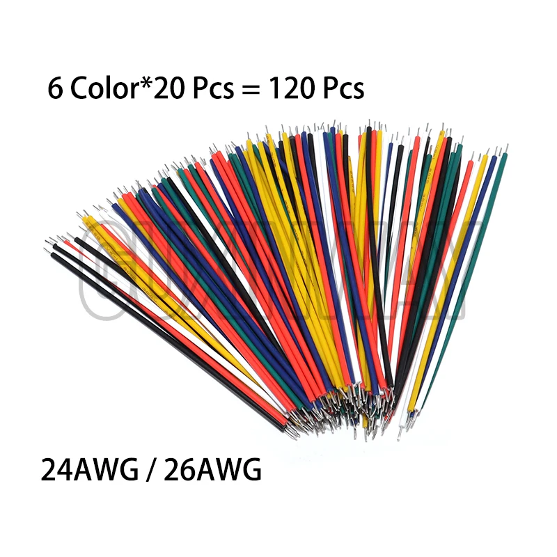 120PCS 26AEG 24AWG Tinned Wire Set Electronic Wire 7.8CM 6 Color Jumper DIY Kit for PCB Breadboard Cable Wires
