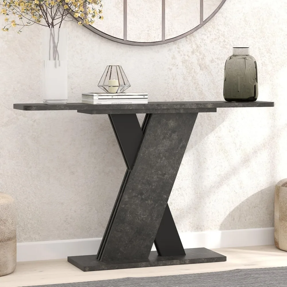 55'' Console Table, Industrial Narrow Entryway Table with Special Support Design, Accent Tables with Stable Base, Console Tables