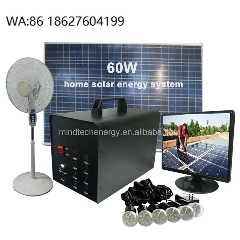 

80W Off Grid Home Power Solar Energy System TV Fan Solar Lighting Kit Home Small Solar System