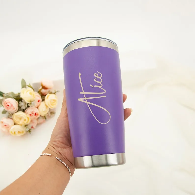 Personalised Large Name Thermos Insulated Cup Travel Mug Coffee Tea Flask Custom