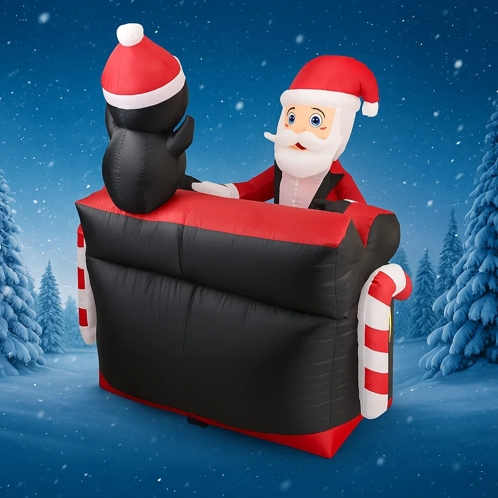 4,92 фута надувная игрушка Санта-Апиано Пингвин со светодиодной подсветкой Праздничные подарки Рождественские украшения для двора Рождественские принадлежности Домашний орнамент