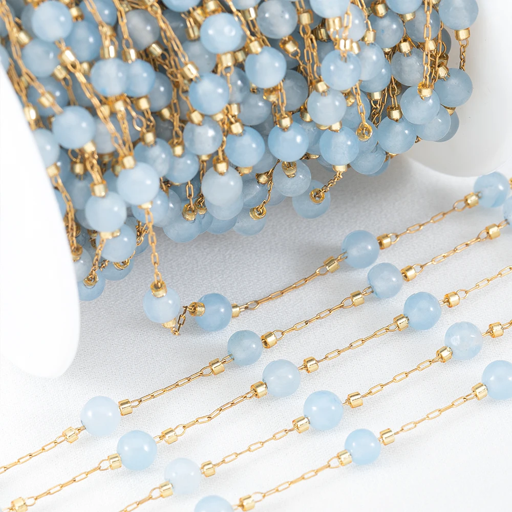 

1Meter Light-Toned Stainless Steel 4.5mm Crystal Bead Chain For DIY Bracelet Tassel Drop Jewelry Multi-Purpose Accessories Chain