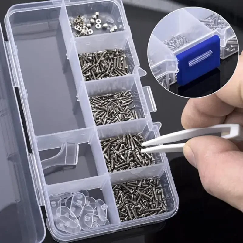 1 Box Eyeglasses Repairing Set Portable Replacement Silicone Frame Nose Pad Sunglasses Tool Accessories with Screws