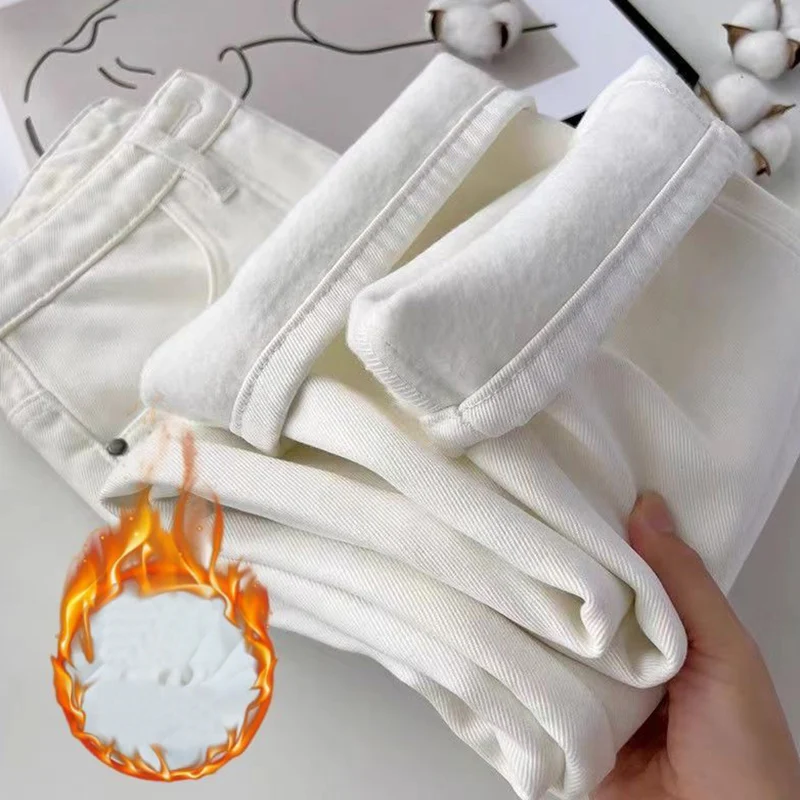 Classique hiver dame taille haute jean thermique offre spéciale filles neige chaud polaire Denim pantalon femmes solide décontracté en peluche pantalon