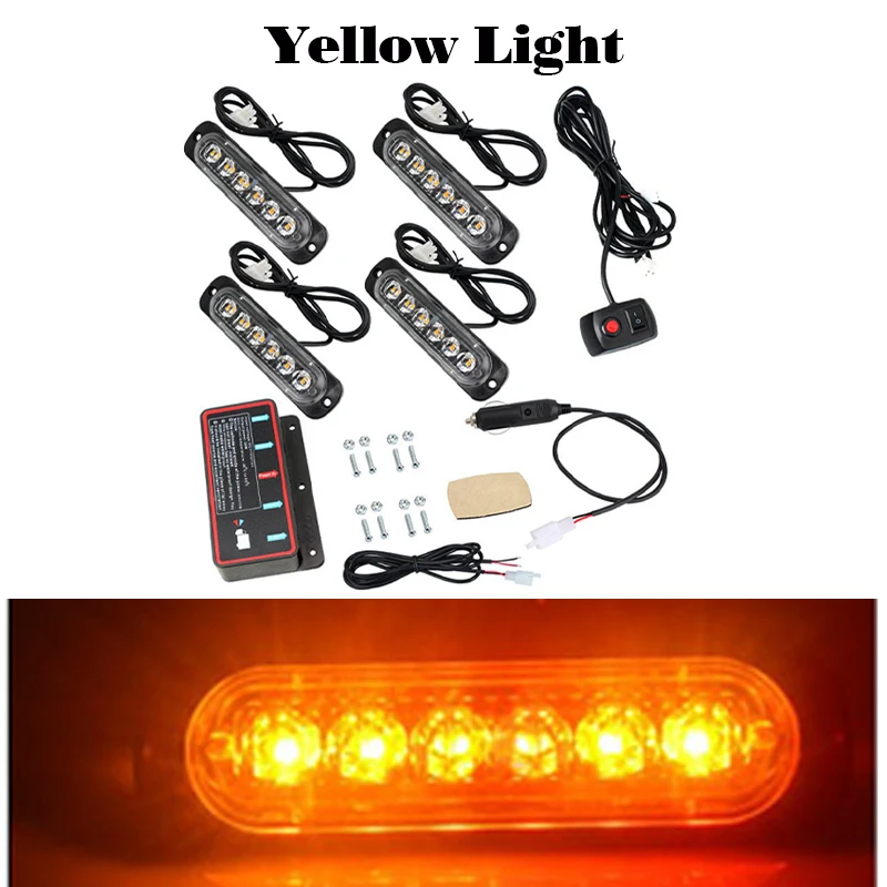 Car Front Grille Strobe Light 12V 24V Emergency Warning Signal Side Lamp Good-quaility Accessories For Truck Trailer SUV image 3