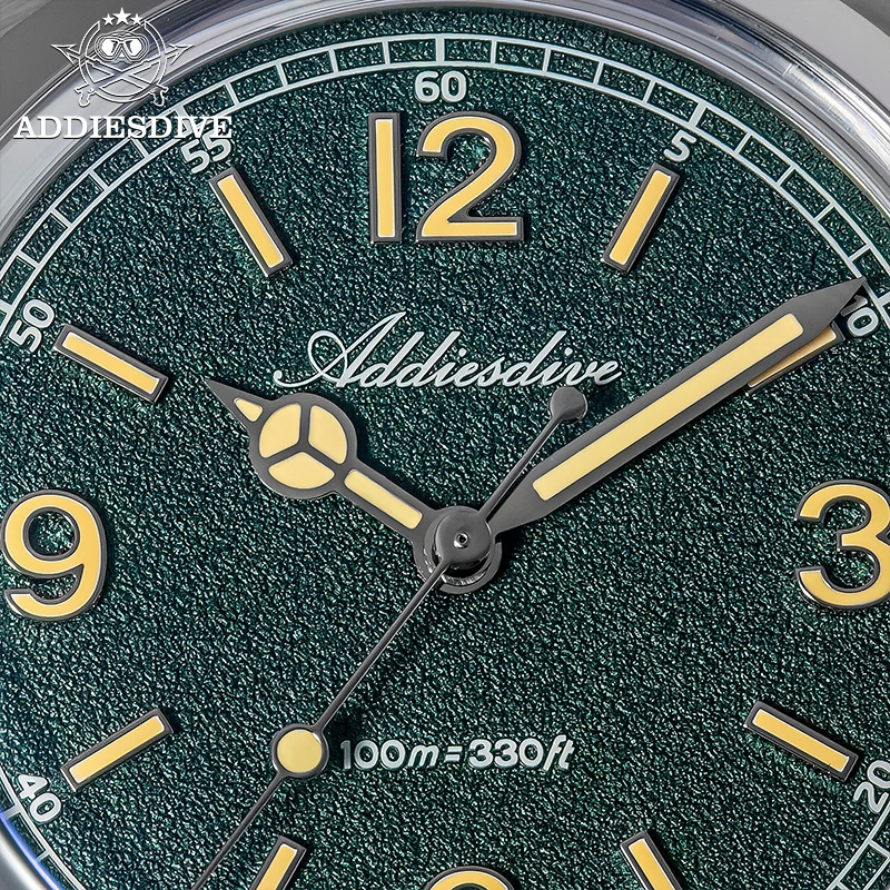 

ADDIESDIVE 36mm AD2518 Men's Watch 316L Stainless Steel Bubble Mirror Glass 10Bar Diving Quartz Watch