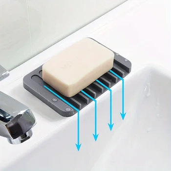 1-حزمة مجانية لكمة صندوق الصابون سيليكون استنزاف حامل الصابون الإبداعية المطبخ الحمام كونترتوب عدم الانزلاق الرف