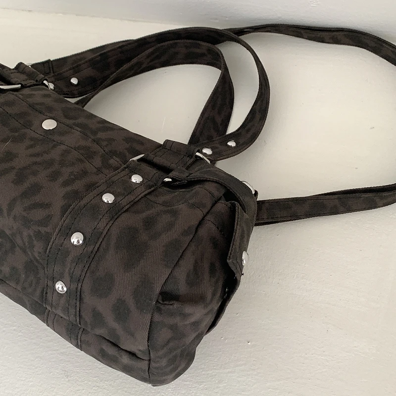 Vintage Bag Luxury Designer Leather Handbag Women's 2026 Korean Retro Leopard Print Crossbody Bags Tote Purse Ladies - view 5