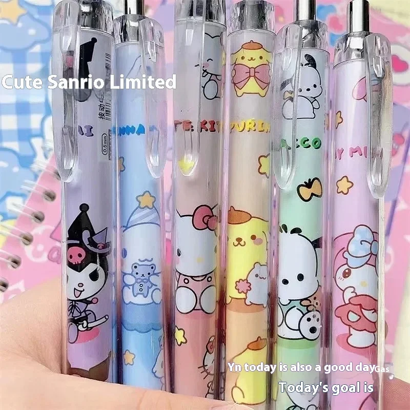 Sanrio 12-36pcs Gel Pen Cartoon Kuromi Hello Kitty Students Stationery Pens 0.5 Black Quick Drying School Kid Writing Office Pen