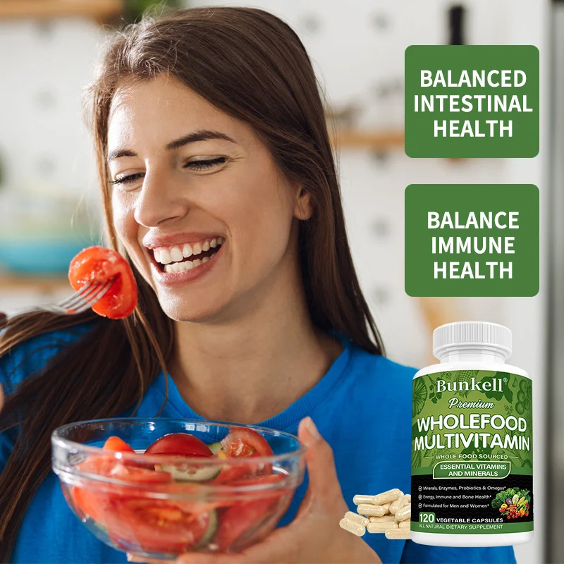 Whole Food Multivitamin Supplement - with Minerals, Enzymes, Probiotics and Omegas for Energy, Immunity and Bone Health